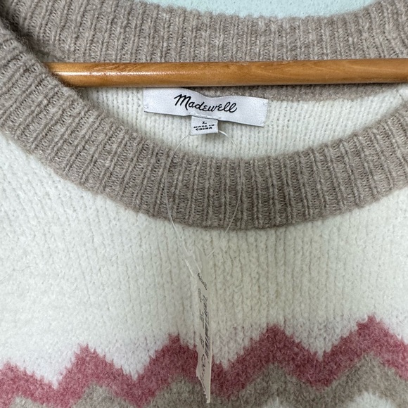 NWT Madewell Wool Blend Fair Isle Markham Pullover Sweater Antique Cream Large - Picture 12 of 15